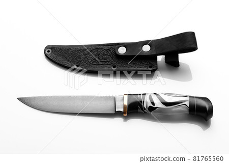 Handmade beautiful hunting knife with a sharp gray blade 81765560