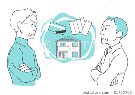 Two middle-aged men arguing over inheritance - Brothers, relatives 81765706