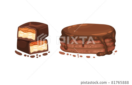 Chocolate Dessert as Sweet Afters and Yummy Treat Vector Set Chocolate Dessert as Sweet Afters and Yummy Treat Vector Set 81765888
