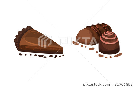 Chocolate Dessert as Sweet Afters and Yummy Treat Vector Set Chocolate Dessert as Sweet Afters and Yummy Treat Vector Set 81765892