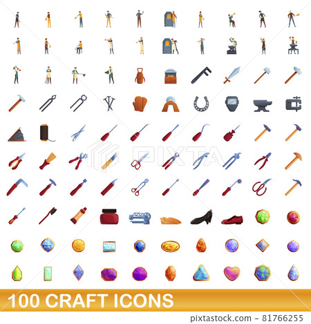 100 craft icons set, cartoon style - Stock Illustration [81766255] - PIXTA