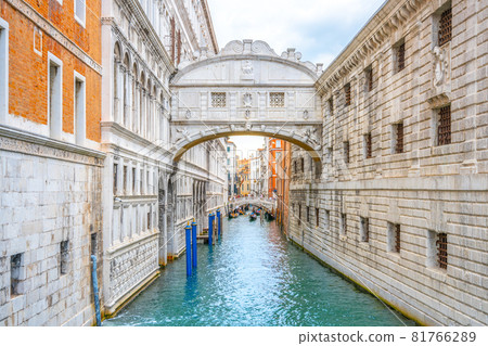 Bridge of Sighs, Italian: Ponte dei Sospiri. Small bridge made of white limestone over the Rio di Palazzo. Connects the New Prison and Doge's Palace 81766289