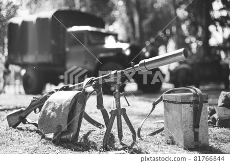 Old soviet russian rifle mosin nagant model 91 38. model 91 cossack receiver with m44 rear sight m 1944 stock and hand guard. rifle with 91 receiver and grenade launcher. Black And White Toned Shot Old soviet russian rifle mosin nagant model 91 38. model 91 cossack receiver with m44 rear sight m 1944 stock and hand guard. rifle with 91 receiver and grenade launcher. Black And White Toned Shot 81766844