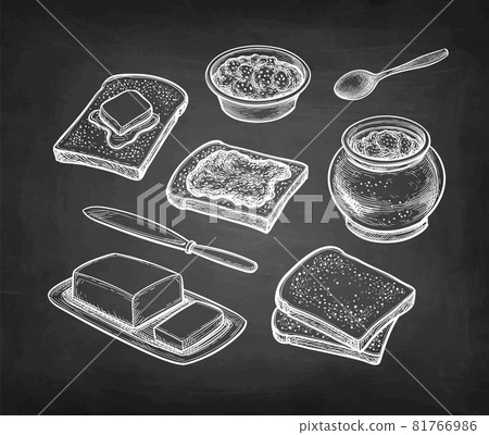 Breakfast set chalk sketch. 81766986