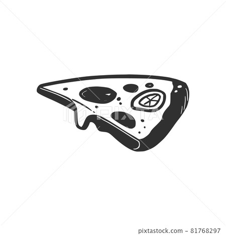 Hand drawn pizza slice. Doodle 81768297