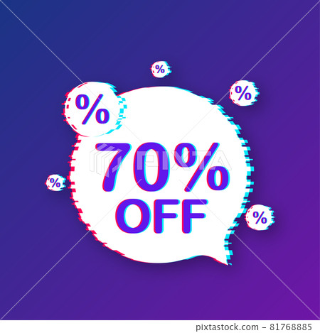 70 percent OFF Sale Discount Banner. Glitch icon. Discount offer price tag. Vector illustration. 70 percent OFF Sale Discount Banner. Glitch icon. Discount offer price tag. Vector illustration. 81768885