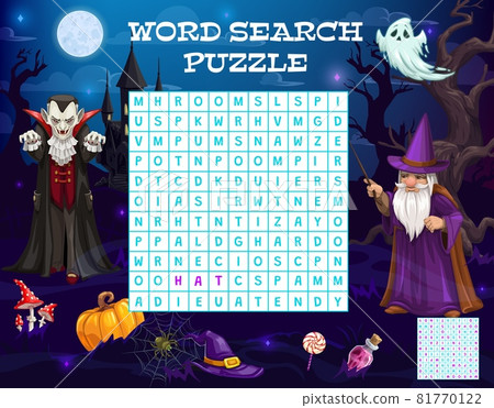 Halloween word puzzle game worksheet, quiz riddle Halloween word puzzle game worksheet, quiz riddle 81770122