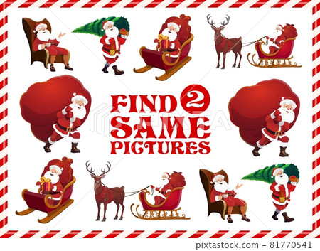 Christmas Santa memory game or puzzle, cartoon-插圖素材 [81770541] - PIXTA圖庫