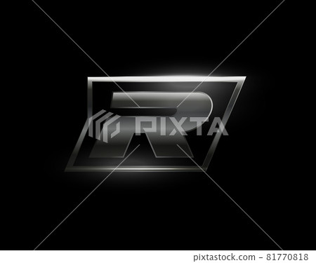 Carbon speed Letter R logo, dark matte metal... - Stock Illustration ...