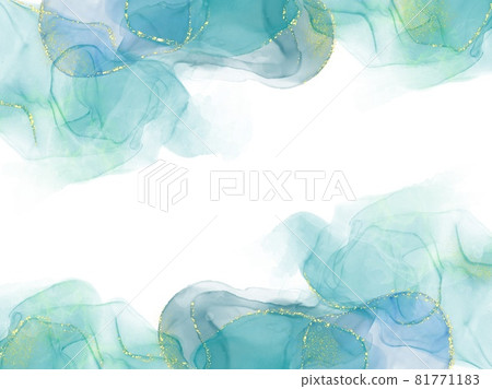 Alcohol ink art style illustration Peacock frame 81771183