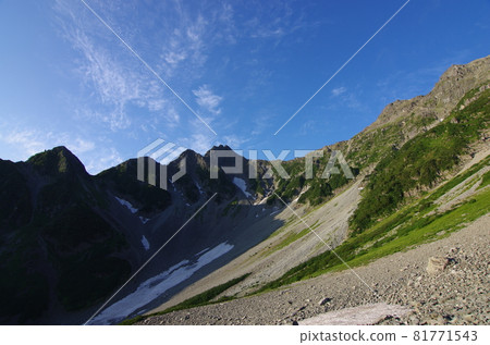 長野縣松本市日本阿爾卑斯山上高地的日本百名名山夏季奧穗高岳路線上的烏澤馬戲團的晨光 長野縣松本市日本阿爾卑斯山上高地的日本百名名山夏季奧穗高岳路線上的烏澤馬戲團的晨光 81771543