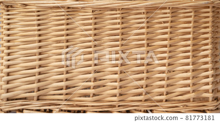 Traditional woven wood bamboo rattan or timber basket pattern nature texture strips for furniture material. Bamboo weaving background 81773181