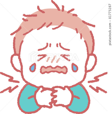 Illustration of a boy with a sore neck/throat Illustration of a boy with a sore neck/throat 81773287