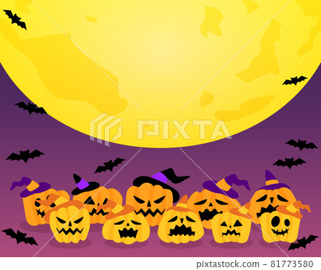 Vector illustration of Halloween pumpkin (Jack-o'-lantern) and bat 81773580