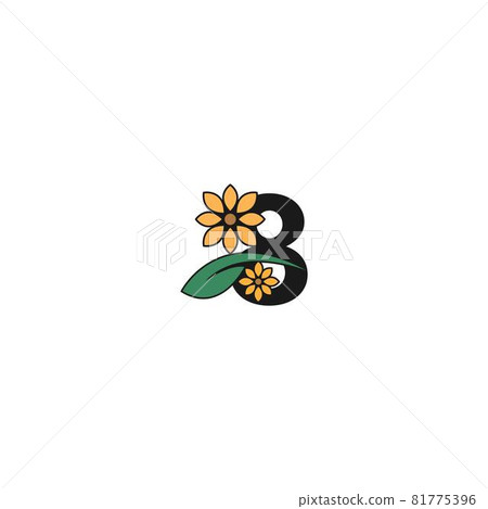 a number with flowers icon logo design vector 81775396