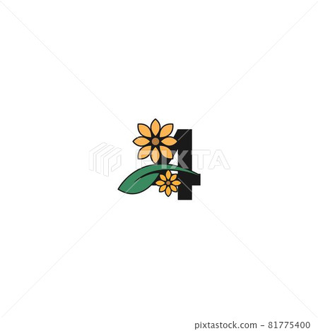 a number with flowers icon logo design vector 81775400
