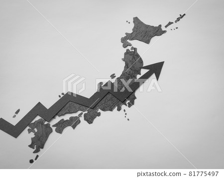 Arrow rising Japan map map upward social problem 81775497