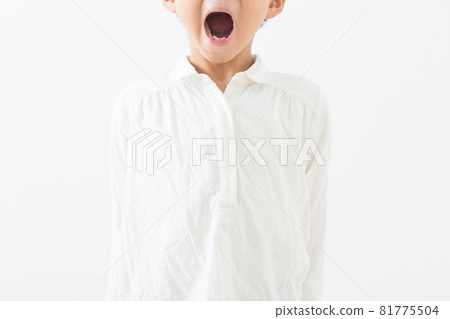 Screaming child on white background 81775504