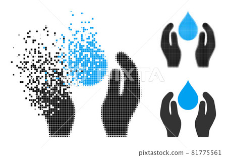 Decomposed and Halftone Pixelated Water Care Icon Decomposed and Halftone Pixelated Water Care Icon 81775561