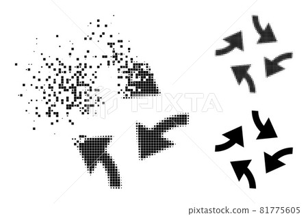 Shredded and Halftone Dotted Swirl Arrows Glyph Shredded and Halftone Dotted Swirl Arrows Glyph 81775605