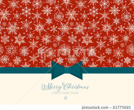 Christmas greeting card with white doodle snowflakes on red background Christmas greeting card with white doodle snowflakes on red background 81775685