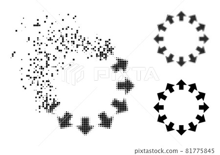 Fragmented and Halftone Pixelated Radial Arrows Icon Fragmented and Halftone Pixelated Radial Arrows Icon 81775845