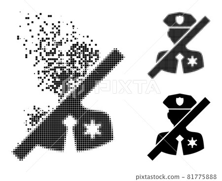 Destructed and Halftone Dotted No Police Sheriff Glyph Destructed and Halftone Dotted No Police Sheriff Glyph 81775888