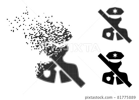 Destructed and Halftone Pixel No Police Guard Icon Destructed and Halftone Pixel No Police Guard Icon 81775889