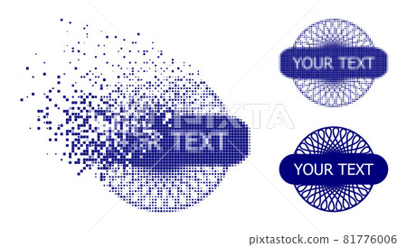 Shredded and Halftone Pixelated Guilloche Stamp Template Glyph 81776006