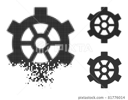 Fragmented and Halftone Pixel Gear Glyph Fragmented and Halftone Pixel Gear Glyph 81776014