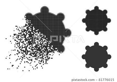 Disappearing and Halftone Dotted Gear Glyph Disappearing and Halftone Dotted Gear Glyph 81776015