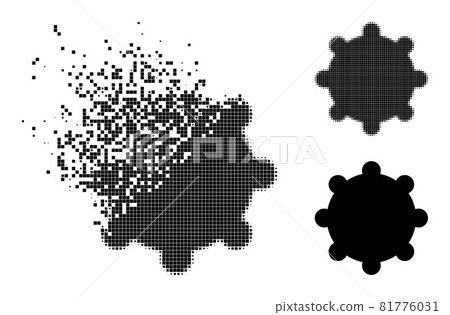 Fragmented and Halftone Pixel Gear Icon Fragmented and Halftone Pixel Gear Icon 81776031