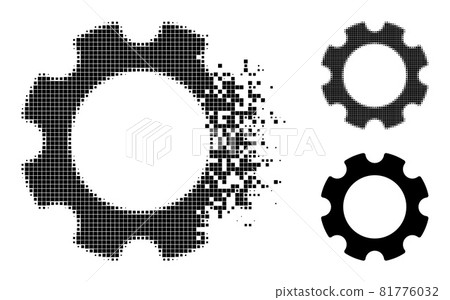 Dissipated and Halftone Pixelated Gear Glyph Dissipated and Halftone Pixelated Gear Glyph 81776032