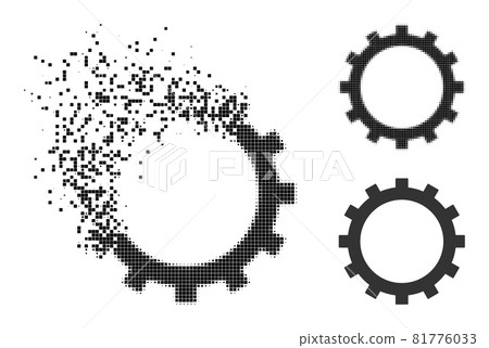 Fractured and Halftone Pixelated Gear Icon Fractured and Halftone Pixelated Gear Icon 81776033