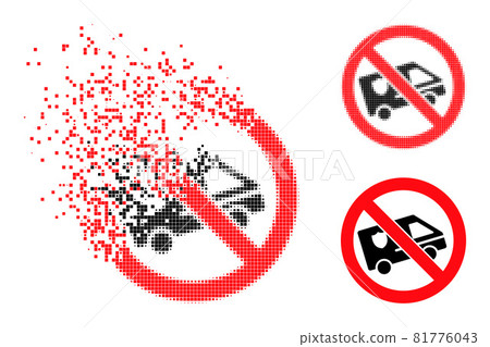 Broken and Halftone Dotted Forbidden Patrol Car Glyph Broken and Halftone Dotted Forbidden Patrol Car Glyph 81776043