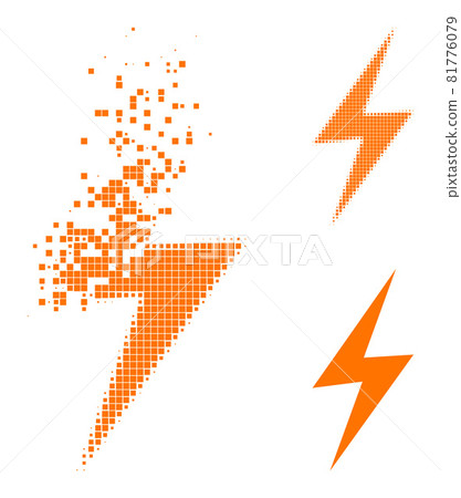 Burst and Halftone Pixelated Electric Spark Icon 81776079