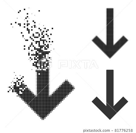 Damaged and Halftone Pixelated Down Arrow Icon Damaged and Halftone Pixelated Down Arrow Icon 81776258