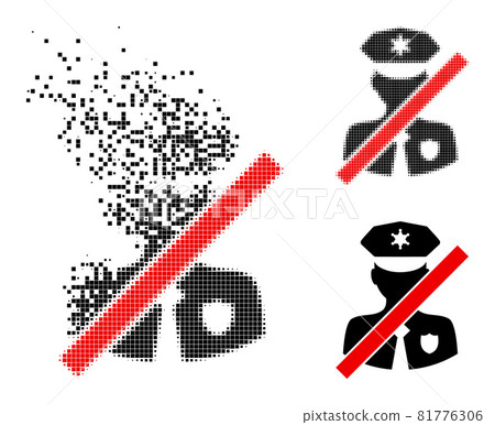 Shredded and Halftone Pixelated Closed Police Patrol Glyph Shredded and Halftone Pixelated Closed Police Patrol Glyph 81776306