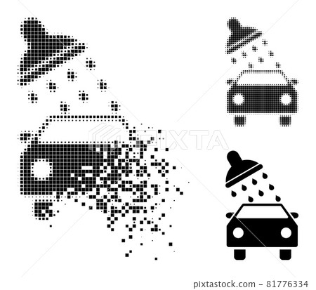 Disappearing and Halftone Pixel Car Wash Icon Disappearing and Halftone Pixel Car Wash Icon 81776334
