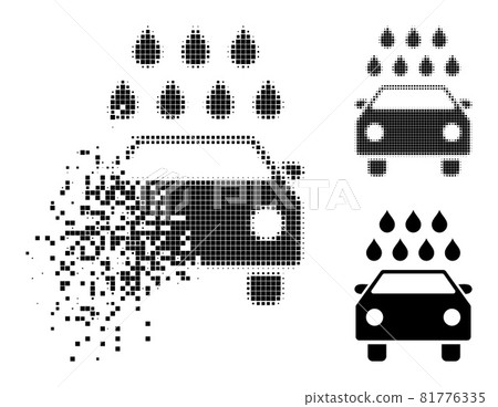 Decomposed and Halftone Dotted Car Shower Glyph Decomposed and Halftone Dotted Car Shower Glyph 81776335