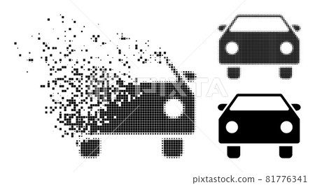 Damaged and Halftone Dotted Car Icon Damaged and Halftone Dotted Car Icon 81776341