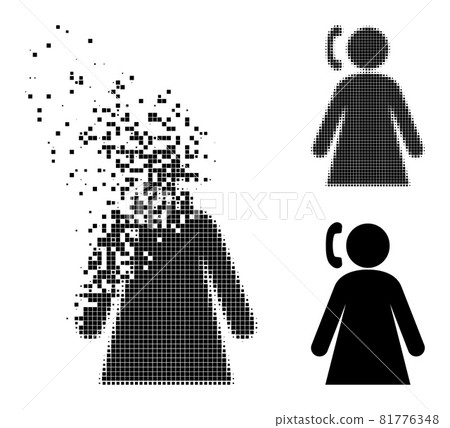Dissipated and Halftone Dot Calling Woman Icon Dissipated and Halftone Dot Calling Woman Icon 81776348