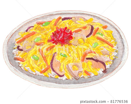 Hand-drawn food and drink menu: Sushi 81776536
