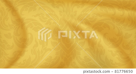 Thaii pattern. Golden silk background. Gold satin waves. Vector 81776650