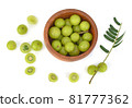 Top view of Indian gooseberry isolated on white background 81777362