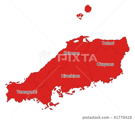Japan regional divisions _ Chugoku region _ English prefecture names _ re 81778428