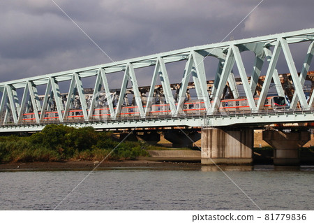 Tsukuba Express TX-2000 series crossing the Arakawa River 81779836
