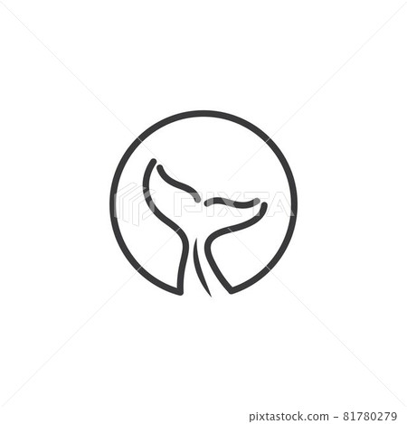 whale tail line art icon vector illustration... - Stock Illustration ...