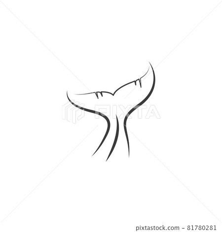 whale tail line art icon vector illustration... - Stock Illustration ...