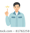 穿著工作服的年輕人指著 81782258